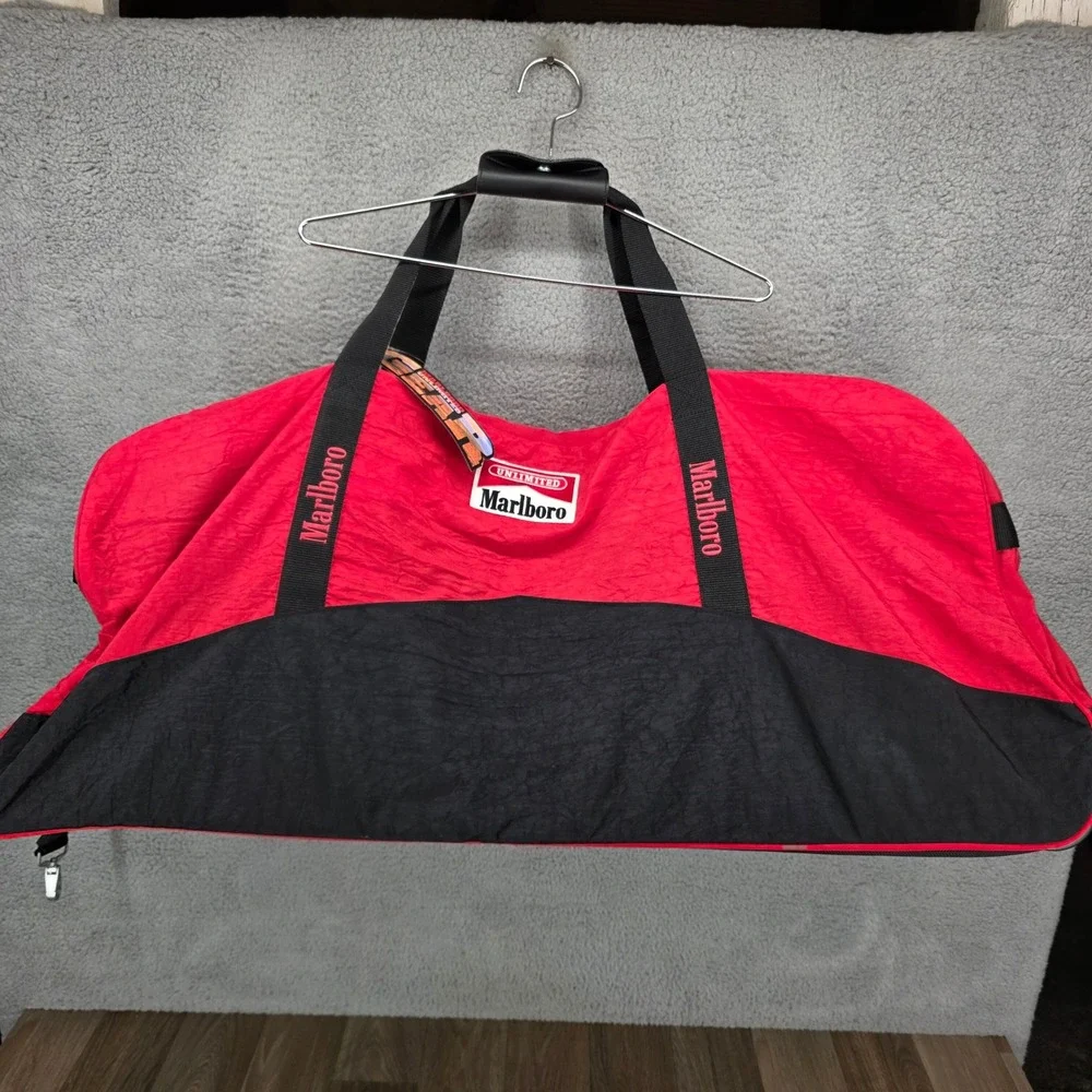 Marlboro Unlimited Gear Red Black Rolling‎ Duffle Bag Vintage 90s Travel Luggage